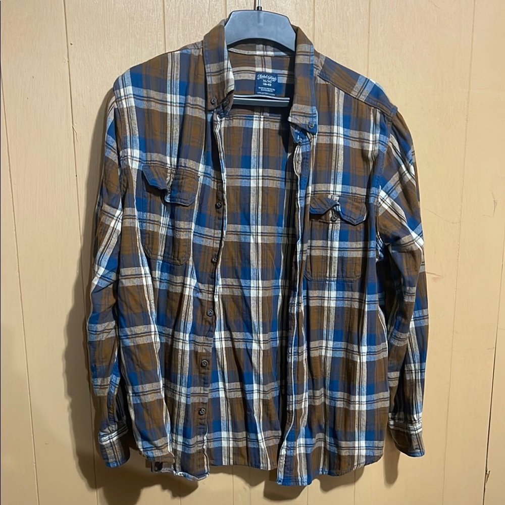 Men’s Flannel- Blue and Dark Brown